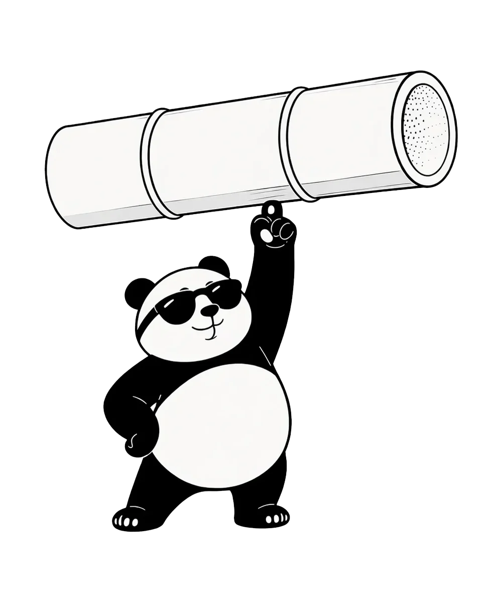 Panda trägt einen Bambushalm